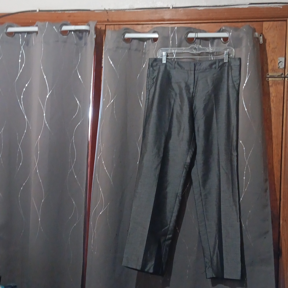 Cache sz 8 gray metallic linen pants
